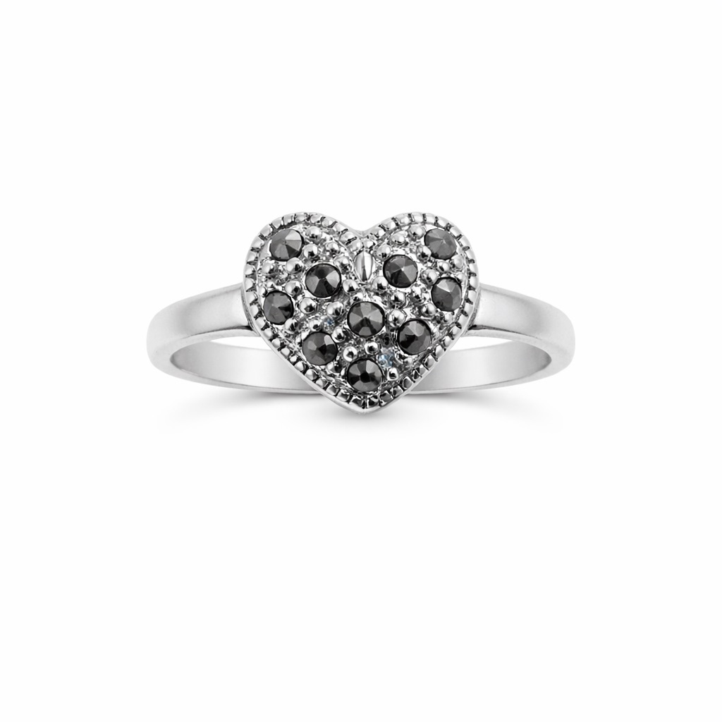 S925 Marcasite Heart Ring